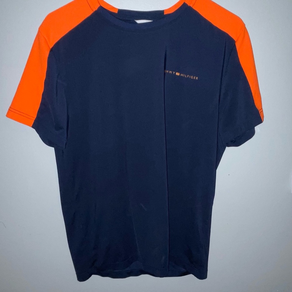Boys navy blue and orange sport shirt